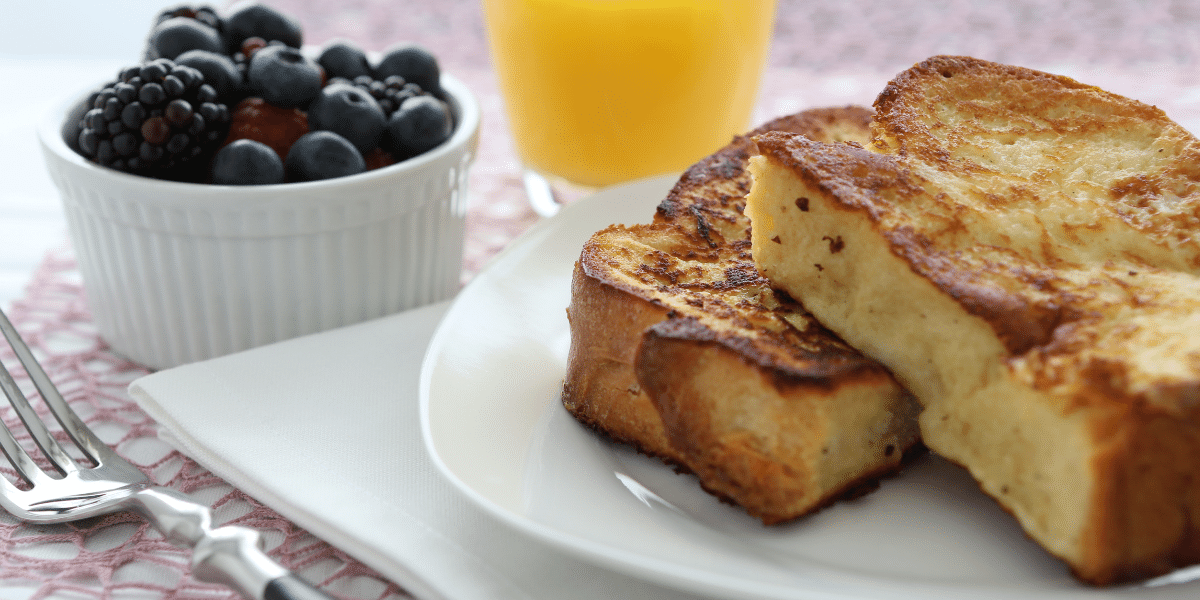 Eggnog French toast on breakfast table